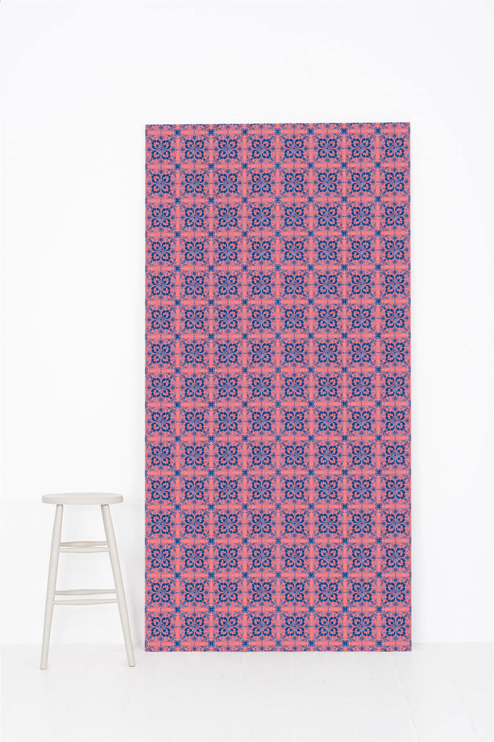 #0208 | Tile | Pinky Orange + Blue