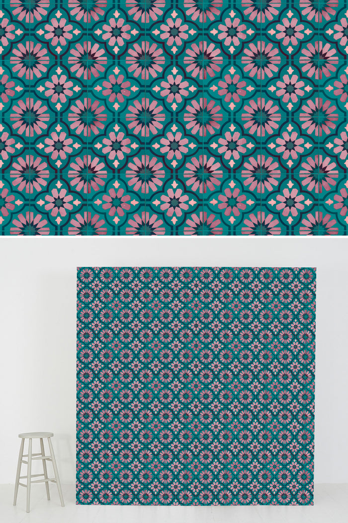 #0322 | Tile | Pink & Teal