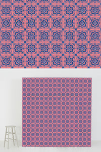 #0208 | Tile | Pinky Orange + Blue