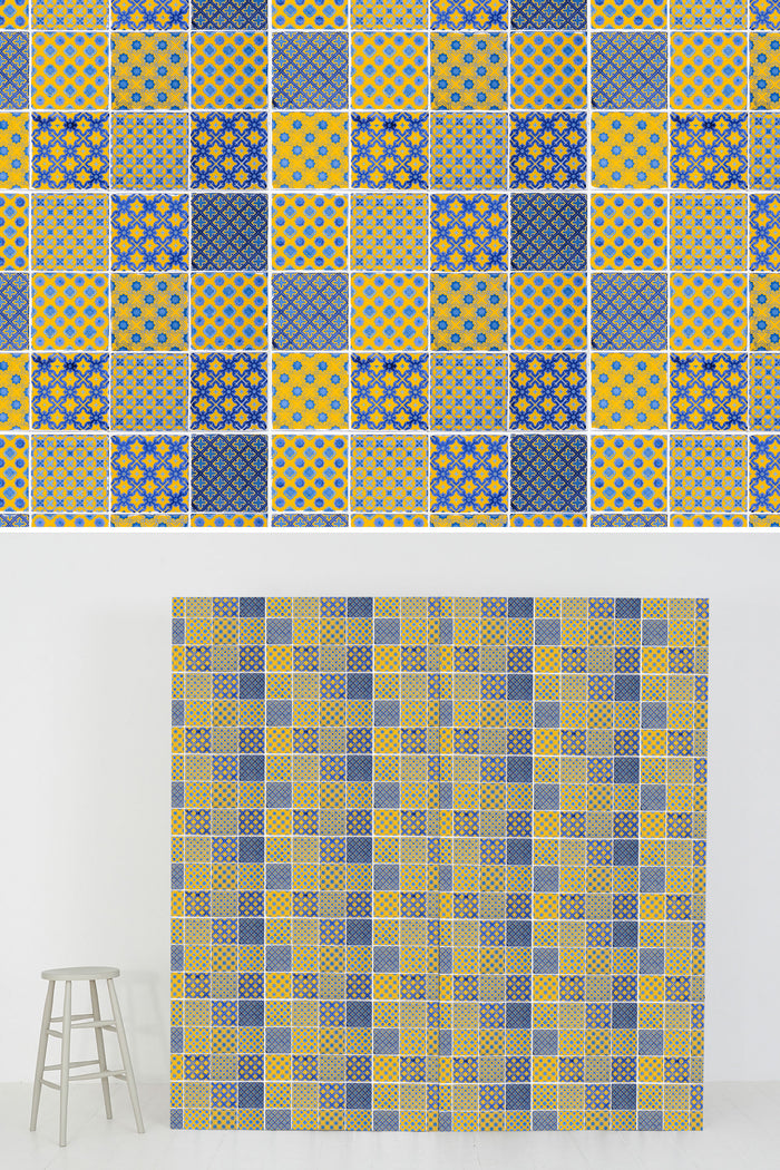 #0318 | Tile | Blue + Yellow